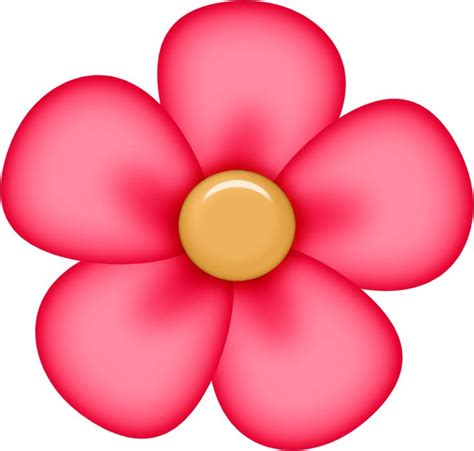 a pink flower with a yellow center is shown in this graphic art file ...