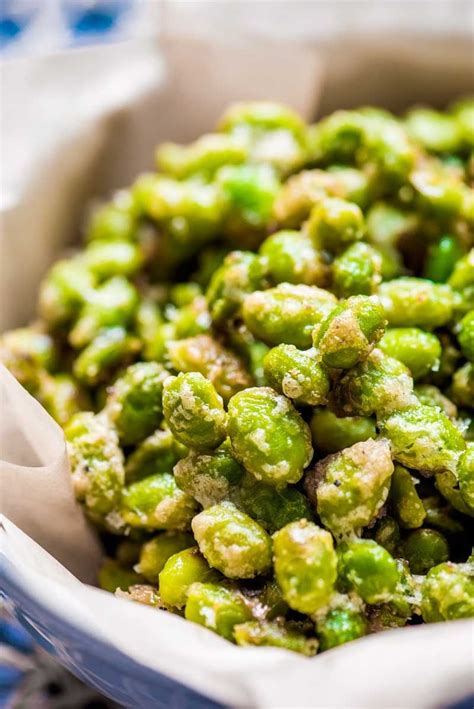 Crispy Parmesan Garlic Edamame - Homemade Hooplah