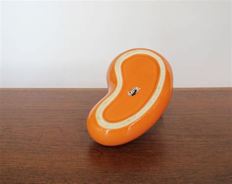 Vintage Orange Ceramic Planter Kidney Bean Shaped - Etsy