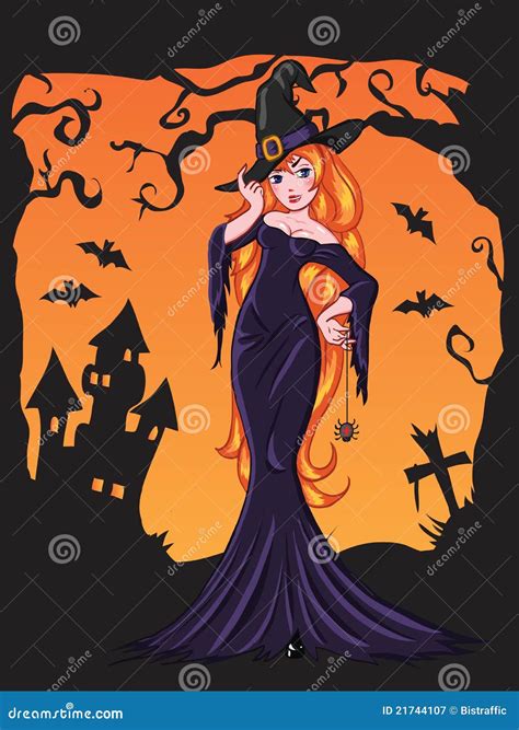 Sexy Halloween Witch Drawing Royalty Free Stock Photography - Image: 21744107