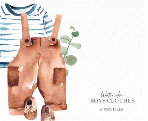 Watercolor Boy Clothes Clipart, Vintage Clothes For Boys, Fashion Baby ...