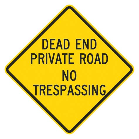 LYLE Dead End Traffic Sign, Sign Legend Dead End Private Road No Trespassing, 18 in x 18 in ...