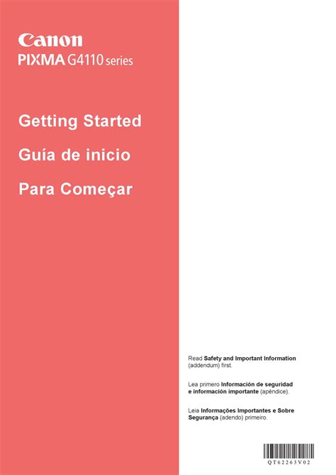 CANON PIXMA G4110 SERIES GETTING STARTED Pdf Download | ManualsLib