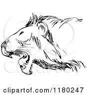 Clipart Of A Silhouetted Sitting Lion - Royalty Free Vector Illustration by Prawny Vintage #1120344