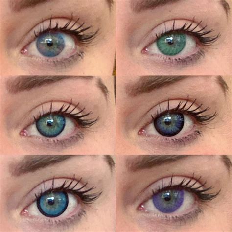 6 different colored contacts on blue eyes | Colored contacts, Contact ...