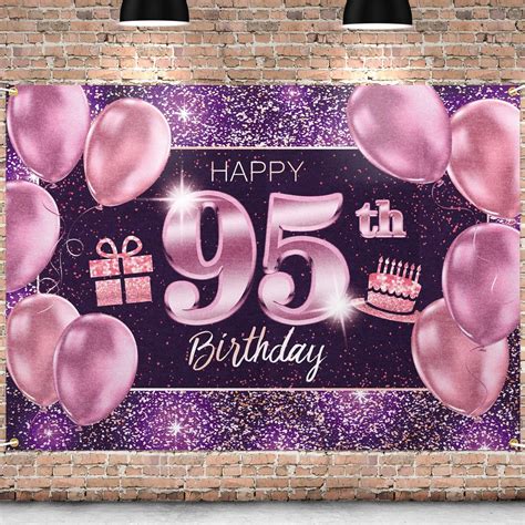 Amazon.com: PAKBOOM Happy 95th Birthday Banner Backdrop - 95 Birthday Party Decorations Supplies ...