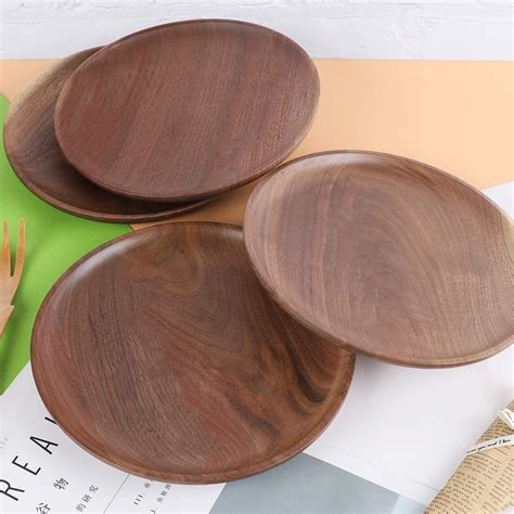 Wood Dinner Plates set Round Walnut Solid Plates Natural | Etsy