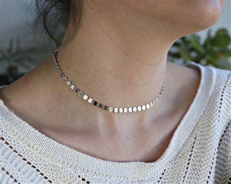 Dainty Choker Silver Sterling Silver Choker Necklace Silver - Etsy UK