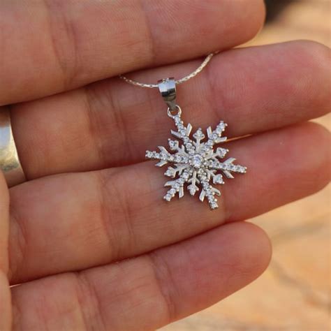 Silver Snowflake Necklace Zircon Snowflake Jewelry Silver | Etsy