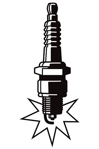 Vector Illustration Of Spark Plug Black And White Simplified On White ...