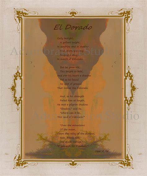 Eldorado Poem by Edgar Allan Poe Gaily Bedight Poem Print | Etsy Canada