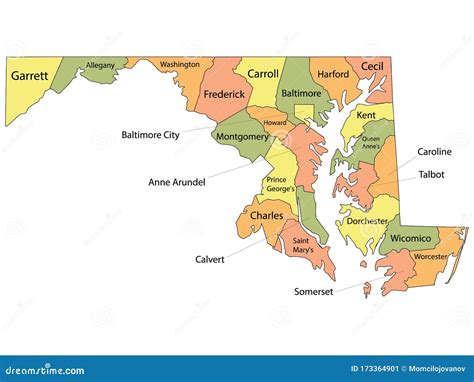 Maryland County Map stock vector. Illustration of politics - 173364901