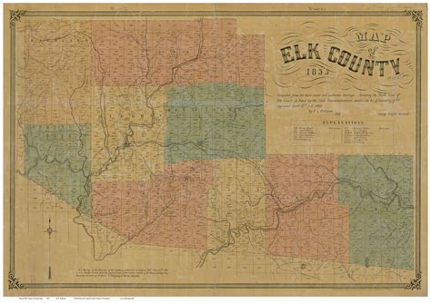 Elk County Pennsylvania 1855 Copy A - Old Map Reprint - OLD MAPS