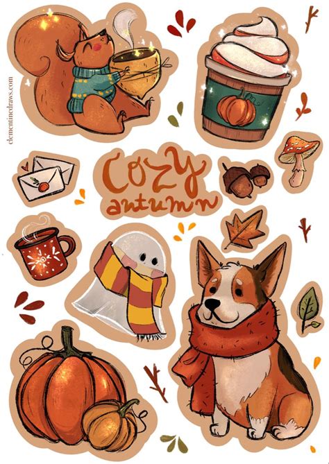 Cost Autumn Sticker Sheet Halloween stickers cozy weather leafs etsy ...