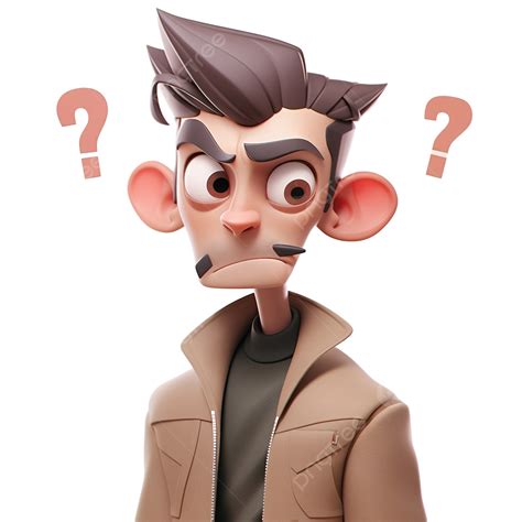 Stylized 3d Character Confused Expression, 3d, Character, Avatar PNG Transparent Image and ...