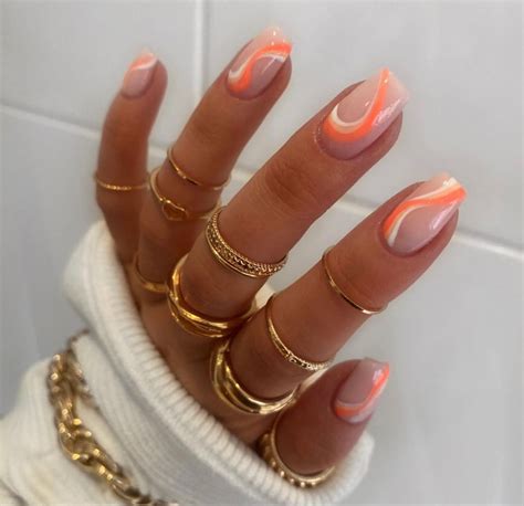 peach swirls nails in 2021 | Cute gel nails, Short acrylic nails, Chic nails