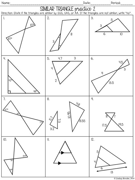 Similar Triangles Notes and Worksheets - Lindsay Bowden