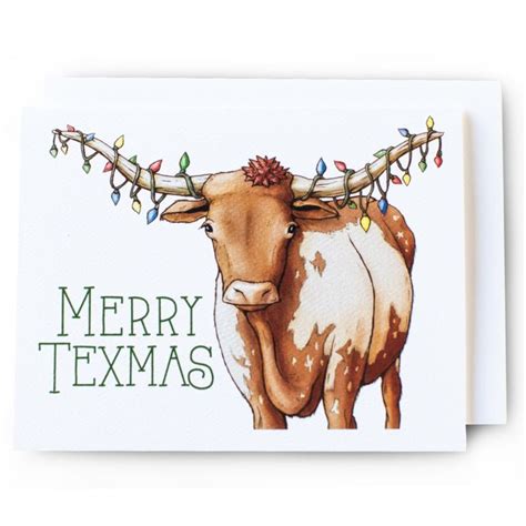 Merry Texmas Longhorn Christmas Card Cowboy Christmas, Christmas ...