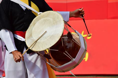 Korean Traditional Musical Instruments Janggu Doubleheaded Drum With A ...