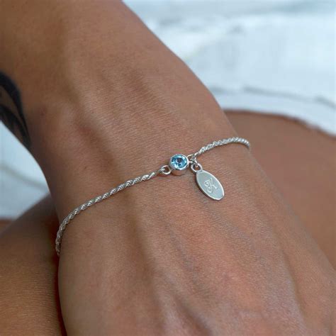 Blue Topaz Birthstone Personalised Handwriting Bracelet - Etsy