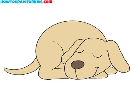 How to Draw a Sleeping Dog - Easy Drawing Tutorial For Kids