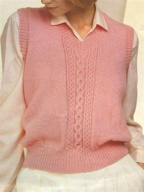 KNITTING PATTERN WOMENS SLIP OVER SLEEVELESS JUMPER DK 32 - 42 ...