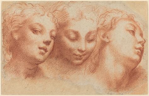 Parmigianino, 'Three Feminine Heads,' c. 1522/1524, National Gallery of Art, Washington D.C ...