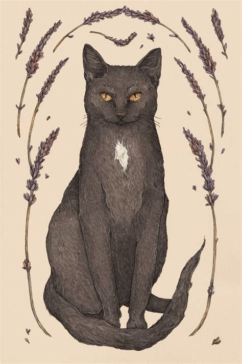 Cat and Lavender Print | Jessica Roux