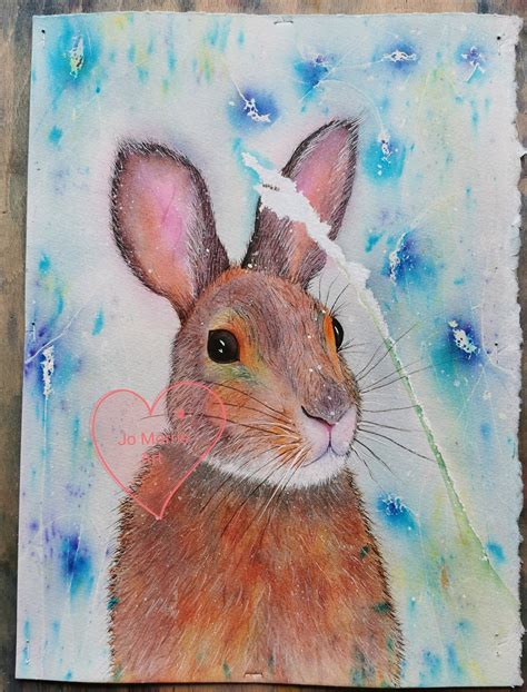 Original watercolour hare painting / whimsical winter hare | Etsy