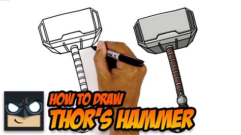 HOW TO DRAW THOR’S HAMMER | MJOLNIR | STEP BY STEP - YouTube