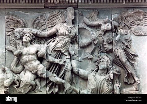 Detail from the Great Frieze of the Pergamon Altar, 180-159 BC. Artist: Unknown Stock Photo - Alamy