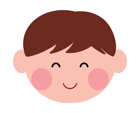 Cute Kids Boy Head Character Smiling Avatar Cartoon Vector Illustration 18975848 Vector Art at ...