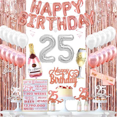 Buy KeaParty 25th Birthday Decorations for Her, 25th Birthday Party Decorations Supplies Kit ...