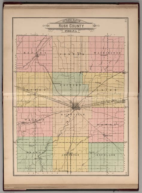 Outline Map of Rush County, Indiana. - David Rumsey Historical Map Collection