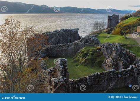 Urquhart Castle Ruins from Above Stock Image - Image of grass, nature: 99313253