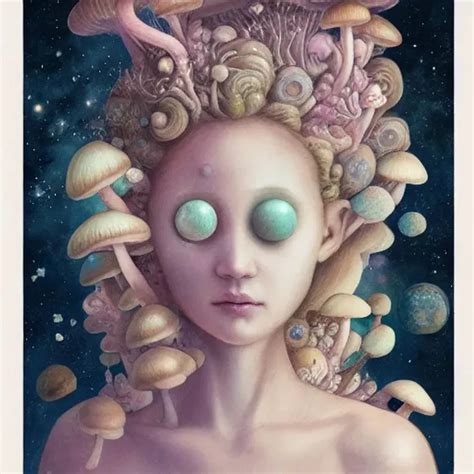 Pastel rococo portrait, mushroom mermaid, detailed e... | OpenArt