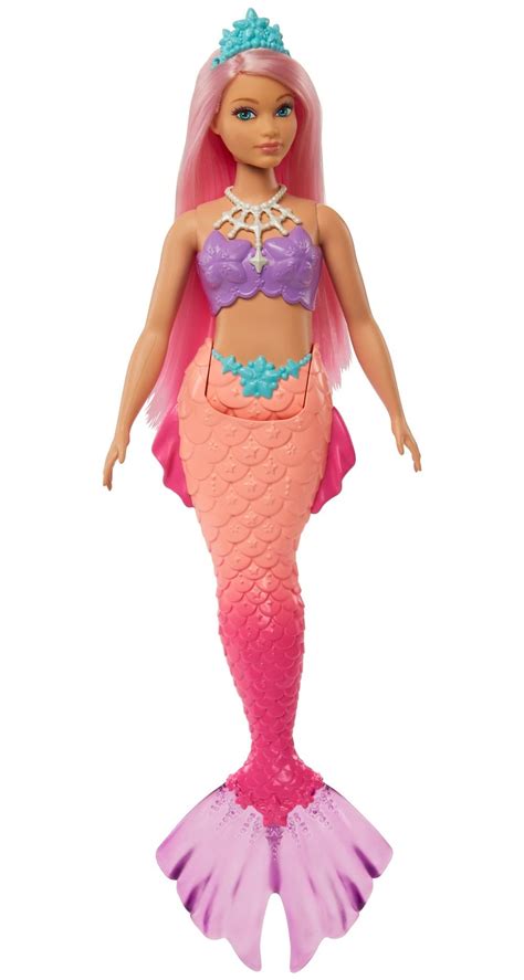 Buy Barbie Dreamtopia Mermaid Doll with Curvy Body, Pink Hair, Pink Ombre Tail & Tiara Accessory ...