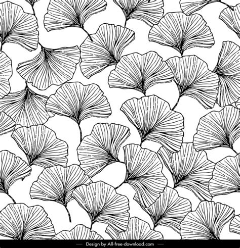 Nature pattern botany icons black white handdrawn sketch Vectors graphic art designs in editable ...