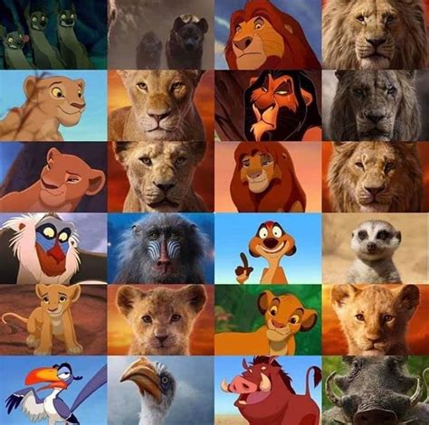 The Lion King Characters Then (1993) and Now (2019) | The lion king characters, Lion king ...