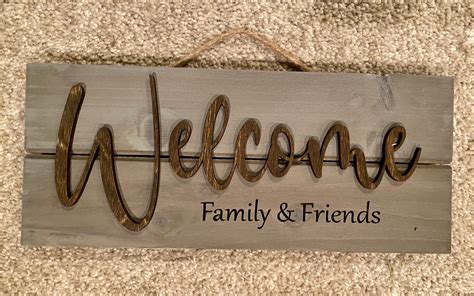 Wooden Welcome Family & Friends sign | Etsy