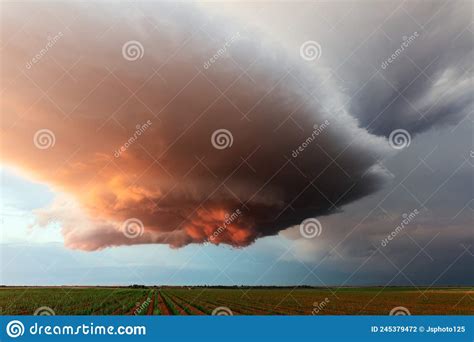 Supercell Storm Clouds at Sunset Stock Photo - Image of thunder, severe: 245379472