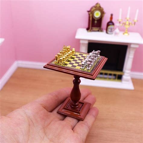 Miniature Chess Set and Table Magnet Chess Pieces 1:12 Scale - Etsy | Dollhouse accessories ...