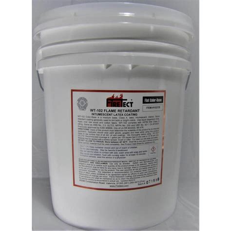 Firetect WT-102 5 gal. Color Base Flat Latex Fireproofing Flame Retardant Paint for Wood 102CB-5 ...