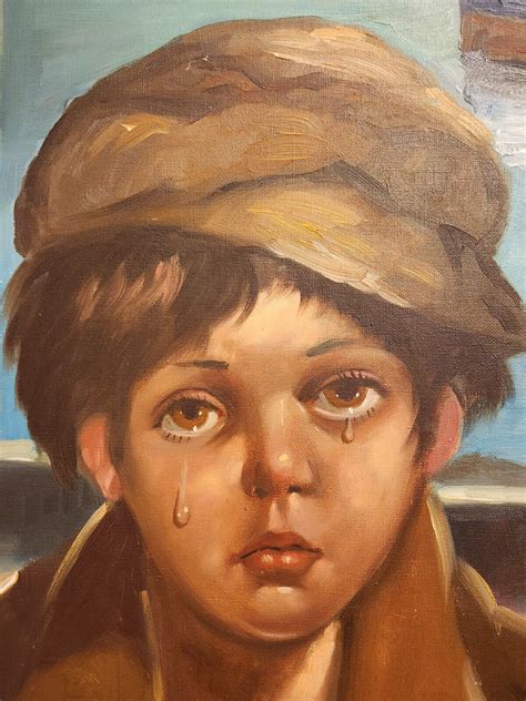 Erbert Mule Original Painting Oil On Canvas Vintage Sad Child Crying ...