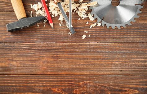 Set of carpenter's tools on wooden background 4522301 Stock Photo at Vecteezy