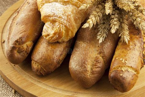 Baguette and croissant stock image. Image of wooden, garlic - 29347785