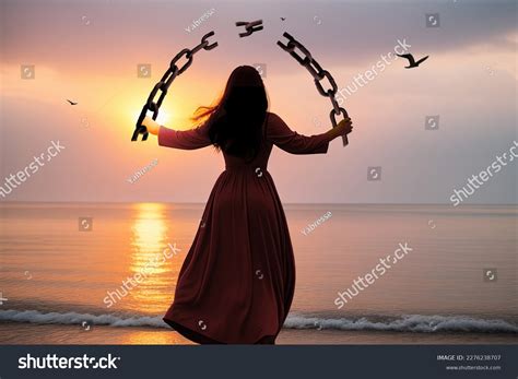 Woman Red Dress Breaks Her Chains Stock Illustration 2276238707 | Shutterstock