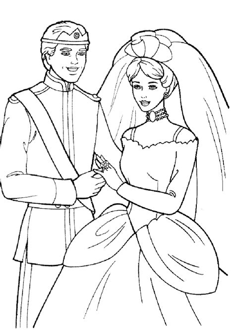 BARBIE COLORING PAGES: KEN AND BARBIE WEDDING DAY - BRIDAL COLORING PAGE