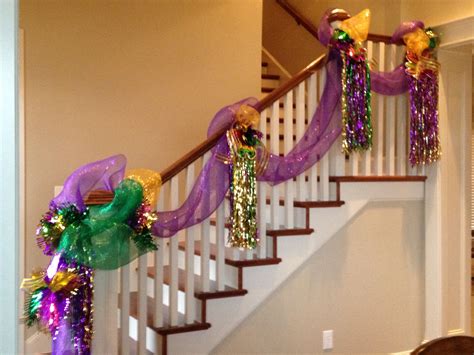 Mardi Gras staircase decorations! | Mardi gras decorations, Mardi gras ...