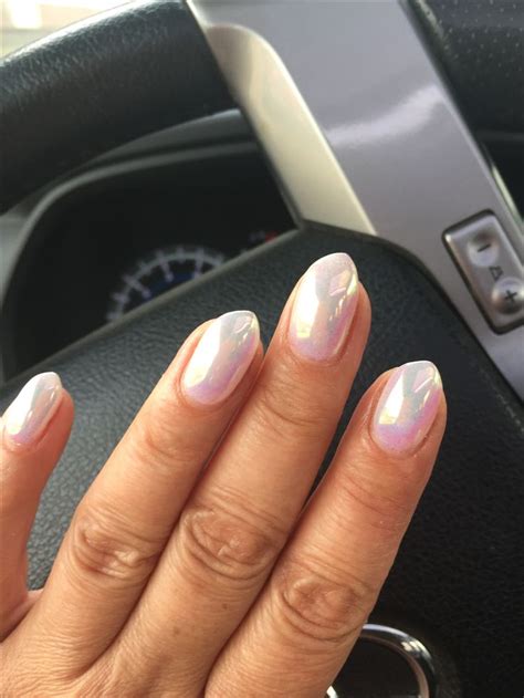 White chrome nails! | White chrome nails, Chrome nails designs, Chrome nails